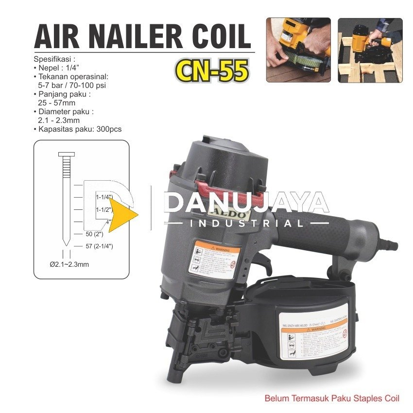 AIR NAILER COIL CN - 55 / PNEUMATIC COIL NAILER / MESIN PAKU TEMBAK PALLET COIL NAIL PALET / ALAT TEMBAK PAKU MERK ALDO