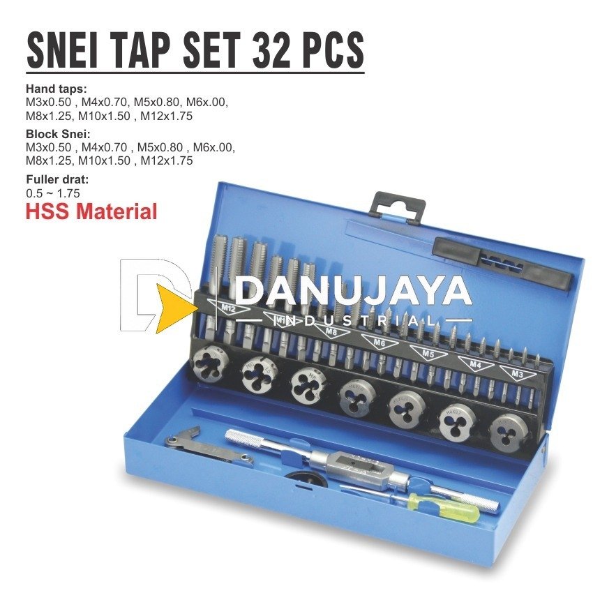 ALAT PEMBUAT DRAT ULIR / SNEI TAP SET 32 PCS HSS MATERIAL MERK ALDO