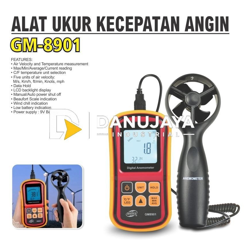 ALAT UKUR KECEPATAN ANGIN GM-8901 / WIND TESTER/ DIGITAL ANOMETER ALDO