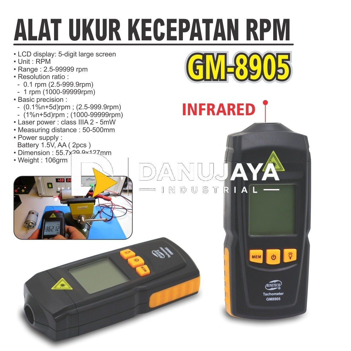 ALAT UKUR KECEPATAN PUTARAN EM2236 / DIGITAL TACHOMETER / PHOTO TOUCH TACHOMETER MERK / LCD ALAT UKUR PUTARAN ALDO
