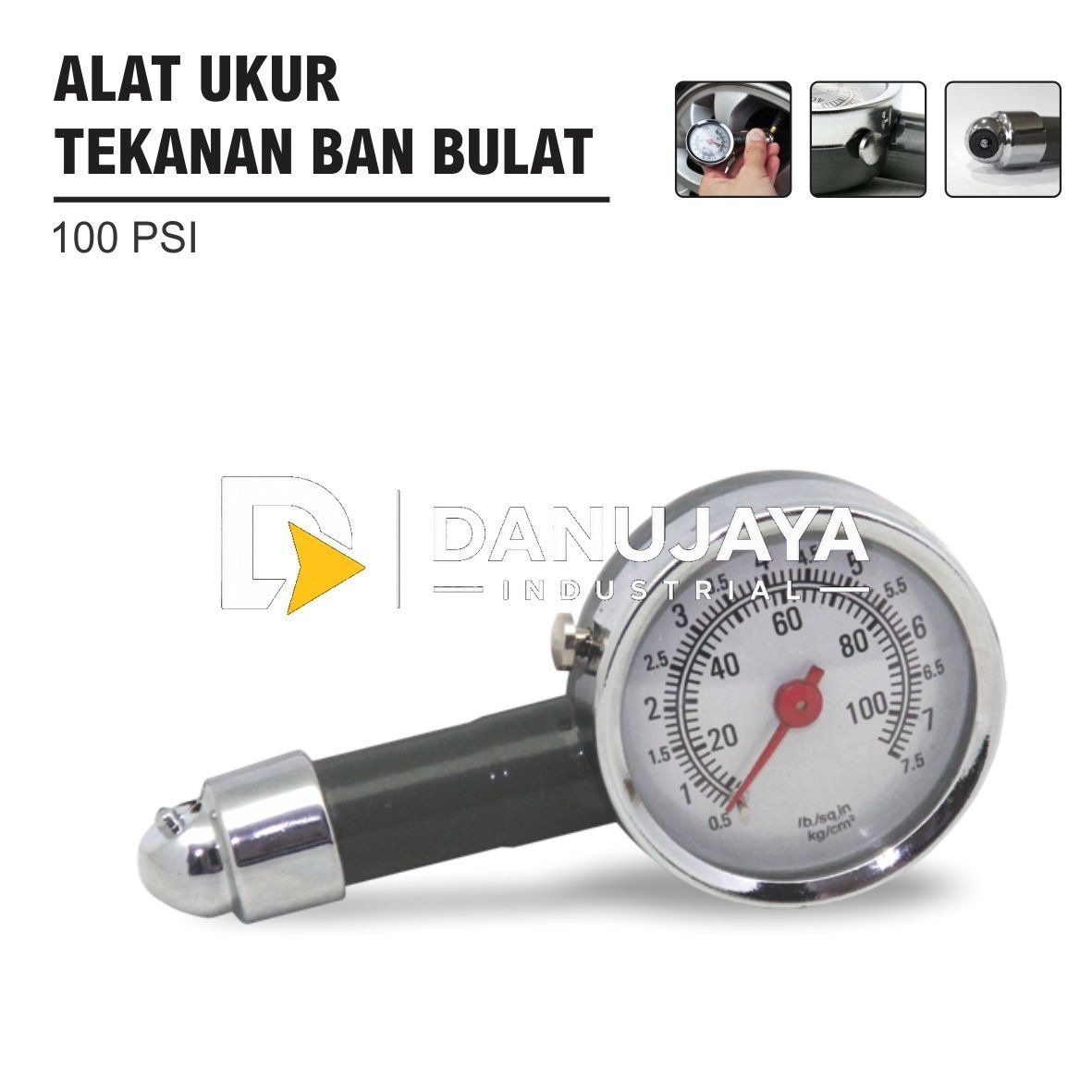 ALAT UKUR TEKANAN BAN 100 PSI BULAT MERK ALDO