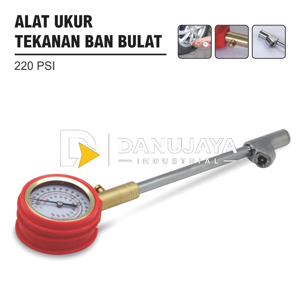 ALAT UKUR TEKANAN BAN 220 PSI DIAL BULAT MERK ALDO