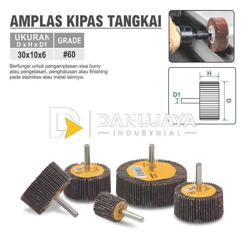 AMPLAS KIPAS TANGKAI 30x10x6 / ABRASIVE FLAP WHEEL MERK ALDO