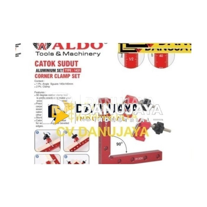 CATOK SUDUT ALUMINIUM SET 1431 / CORNER CLAMP SET / PENGARIS SIKU + CATOK SET / ALAT PEMBUAT SIKU MERK ALDO