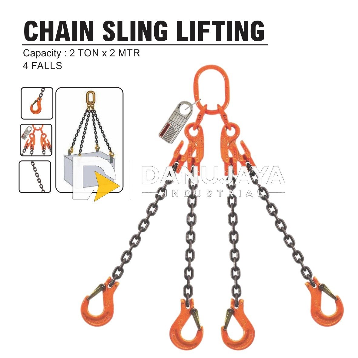 CHAIN SLING LIFTING 2 TON X 2 MTR 4 FALLS / RANTAI SLING PENGANGKAT