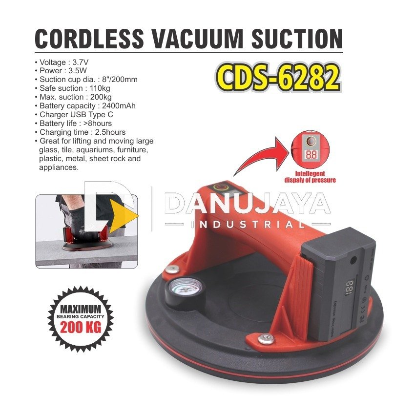 CORDLESS VACUUM SUCTION CDS-6282 / MESIN ANGKAT HISAP BATERAI / MESIN KOP KACA BATERAI MERK ALDO