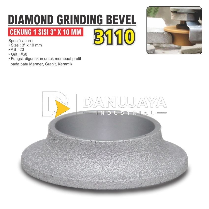 DIAMOND GRINDING BEVEL 3" CEKUNG 2 SISI / MATA GRINDING BEVEL / MATA GERINDA PINGUL / MATA PROFIL GRANIT MERK ALDO