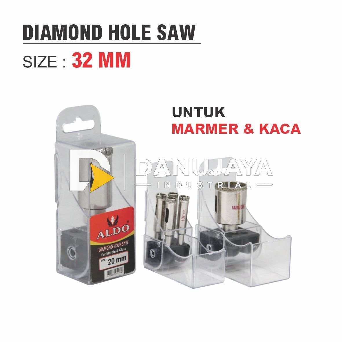DIAMOND HOLE SAW / MATA BOR KACA MERK ALDO SIZE 32 - 60 MM