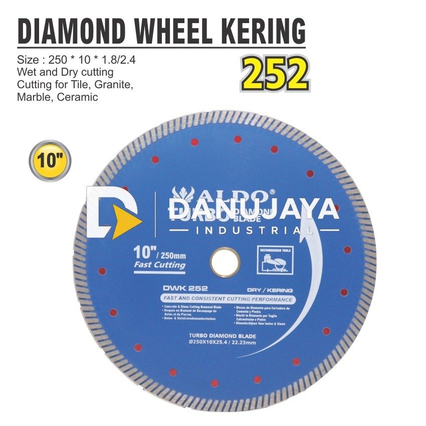 DIAMOND WHEEL KERING 10 INCH TURBO DWK-252 / MATA PISAU POTONG GRANIT MARMER 10" MERK ALDO