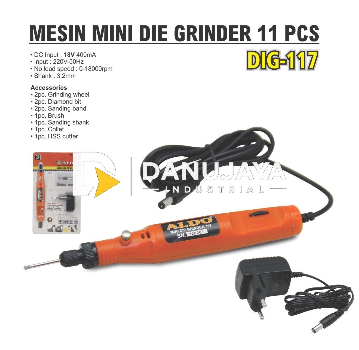 DIE GRINDER MINI 11 PCS ALDO - TYPE 117