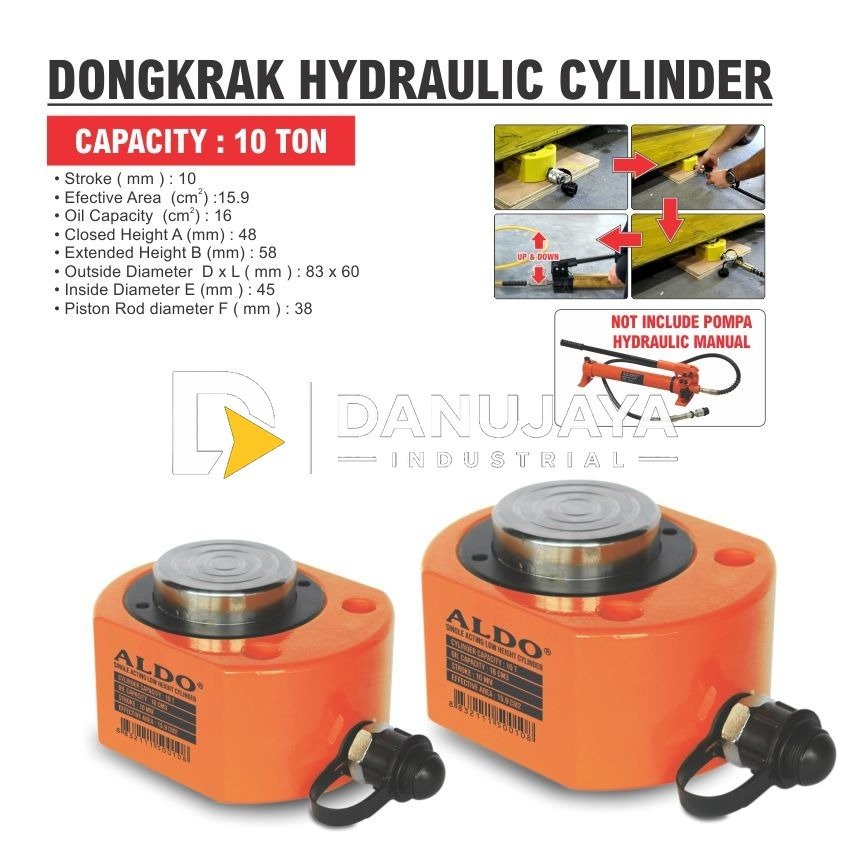 DONGKRAK HYDRAULIC CYLINDER / SINGLE ACTING LOW HEIGHT CYLINDER / DONGKRAK PENGANGKAT HIDROLIK MODEL CYLINDER MERK ALDO