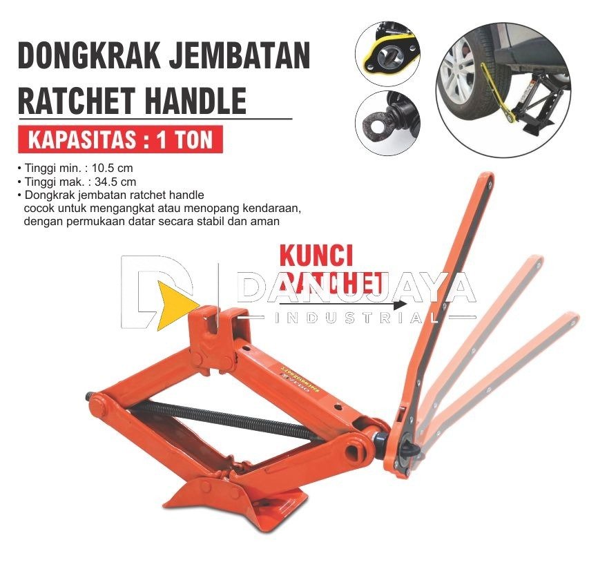 DONGKRAK JEMBATAN HANDLE RATCHET / DONGKRAK MOBIL / SCREW JACK ALDO