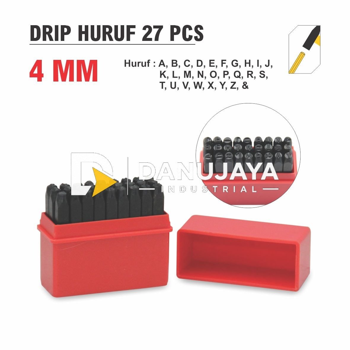 DRIP HURUF 27 PCS - 4 MM / LETTER PUNCH SET MERK ALDO