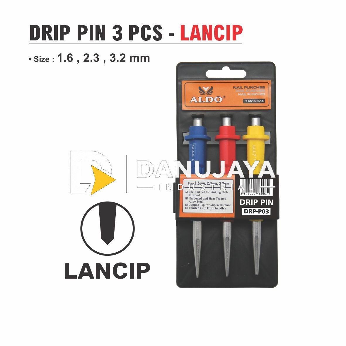 DRIP LANCIP / CENTER PUNCH / PENANDA TITIK BOR / PAHAT BESI LANCIP/ TANDA TITIK MERK ALDO