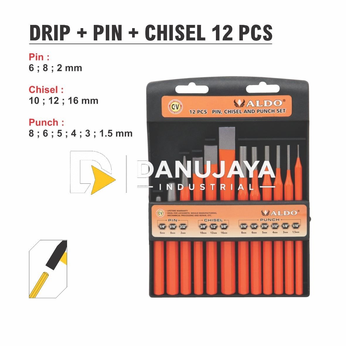 DRIP PIN CHISEL 12 PCS Merk Aldo
