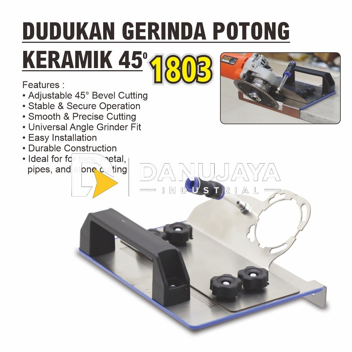 DUDUKAN GERINDA POTONG KERAMIK 45 DERAJAT 1803 / CHAMFERING STAND FOR ANGLE GRINDER / ADAPTER GERINDA POTONG KEMIRINGAN 45 DERAJAT / DUDUKAN GERINDA POTONG MIRING 45 DERAJAT MERK ALDO