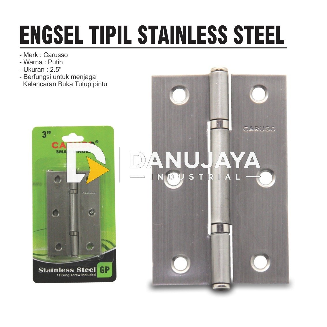 ENGSEL TIPIS STAINLESS STEEL WARNA PUTIH / SMALL HINGES / STAINLESS STELL HINGE WHITE MERK CARUSSO