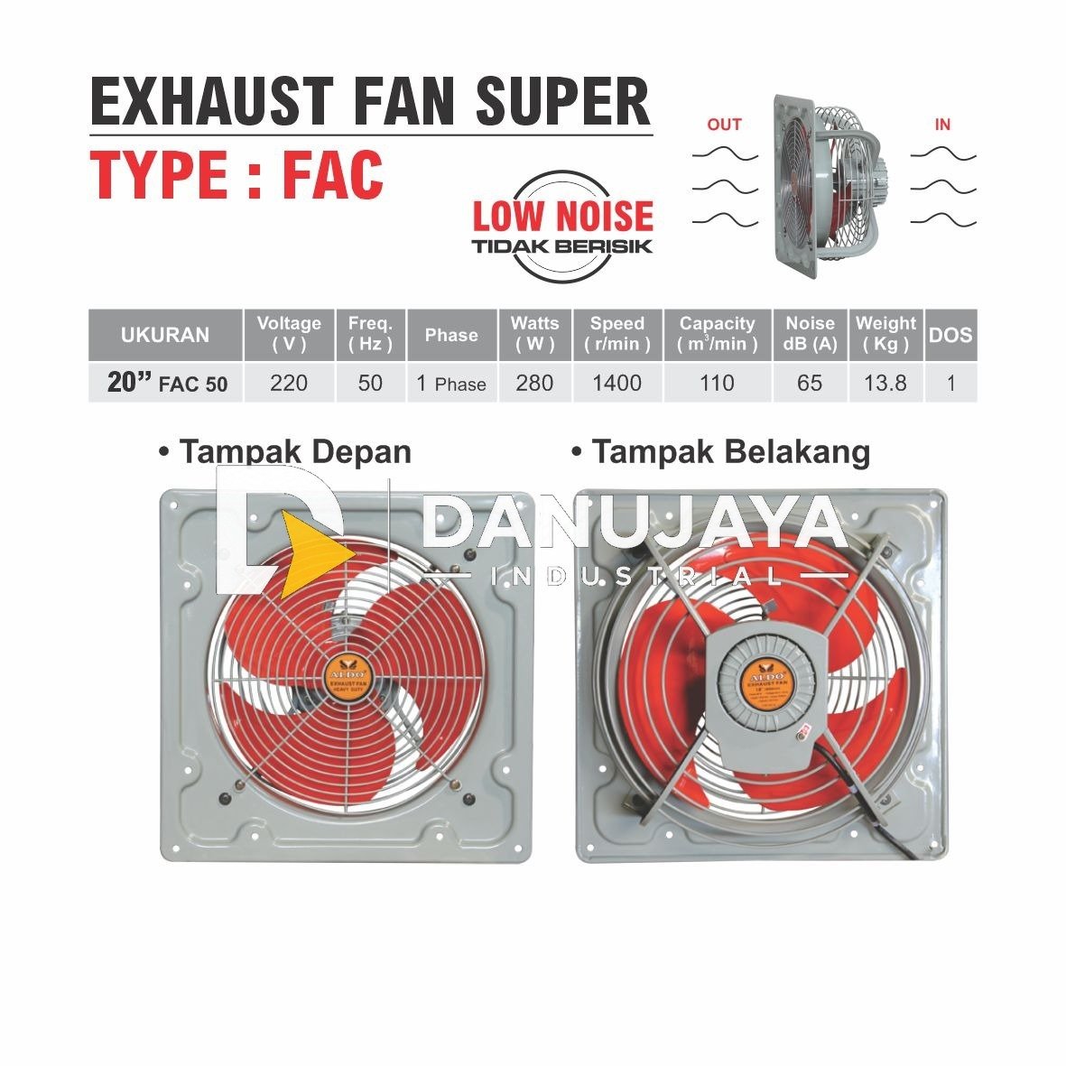 EXHAUST FAN SUPER 20 INCH FAC 50 / KIPAS ANGIN INDUSTRI / DINDING ALDO