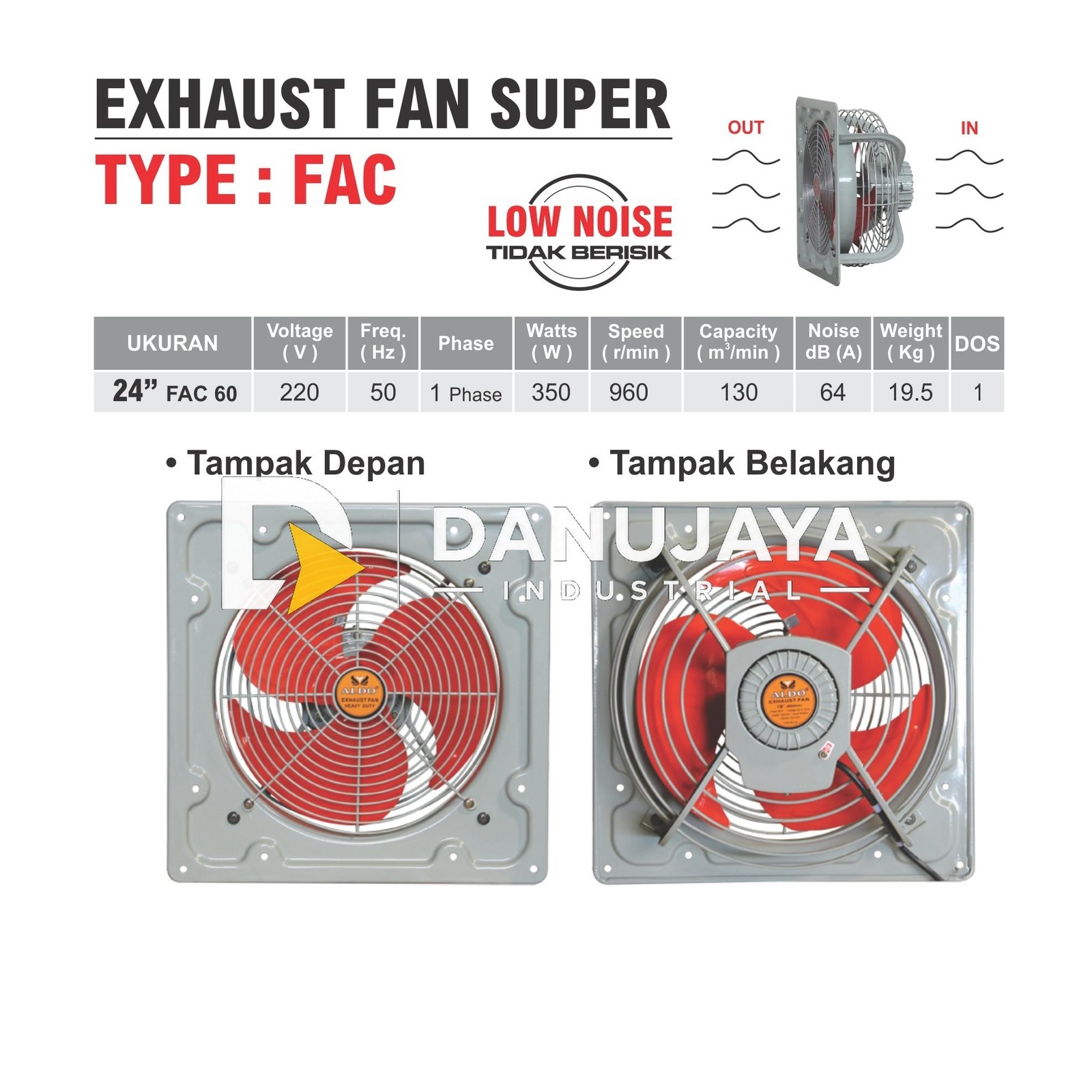 EXHAUST FAN SUPER 24 INCH FAC 60 / KIPAS ANGIN INDUSTRI / DINDING ALDO