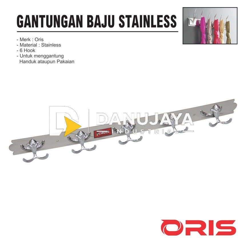 GANTUNGAN BAJU STAINLESS 6 HOOK MERK ORIS