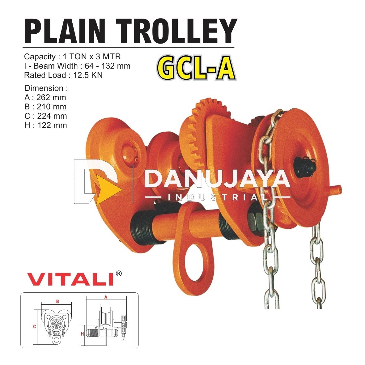 GEAR TROLLEY GCL-A 1 TON X 3 METER ALDO