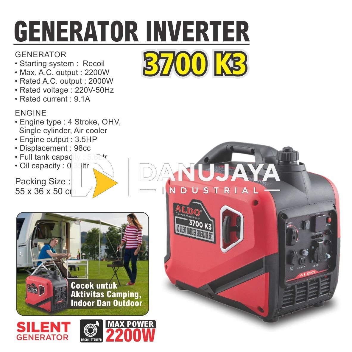 GENERATOR INVERTER 7500 K1 / AC SILENT INVERTER GENERATOR SET / GENSET SILENT / MESIN GENSET REDAM SUARA MERK ALDO