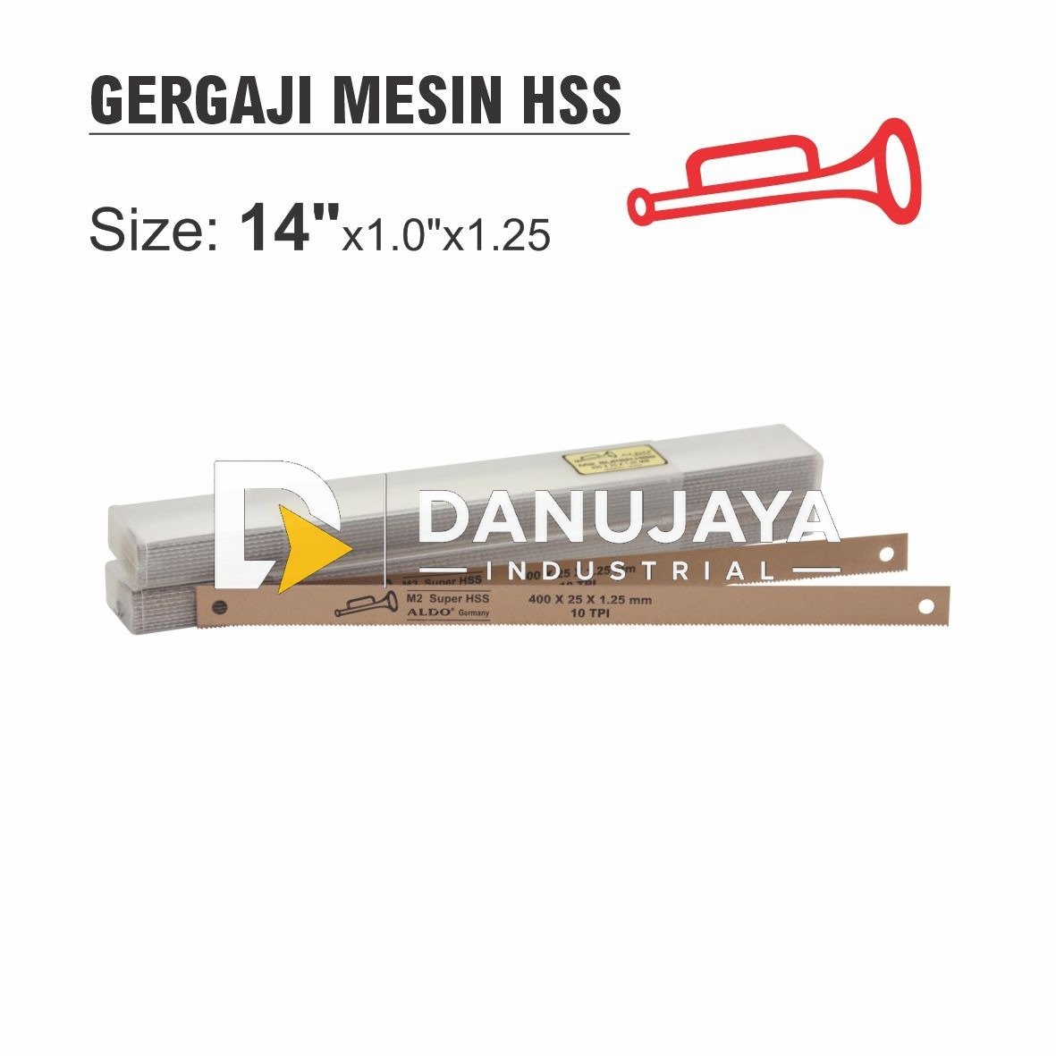 GERGAJI MESIN HSS / GERGAJI TEROMPET / HACKSAW BLADE / HACK SAW / MATA GERGAJI HSS ECER PER PCS MERK ALDO