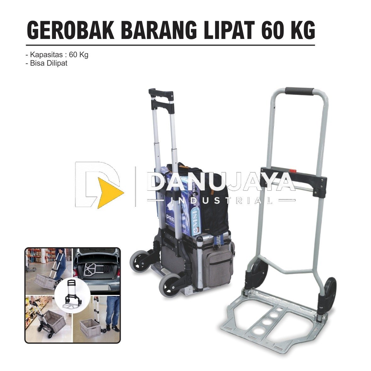 GEROBAK BARANG LIPAT / TROLI LIPAT KAPASITAS 60 KG ALDO