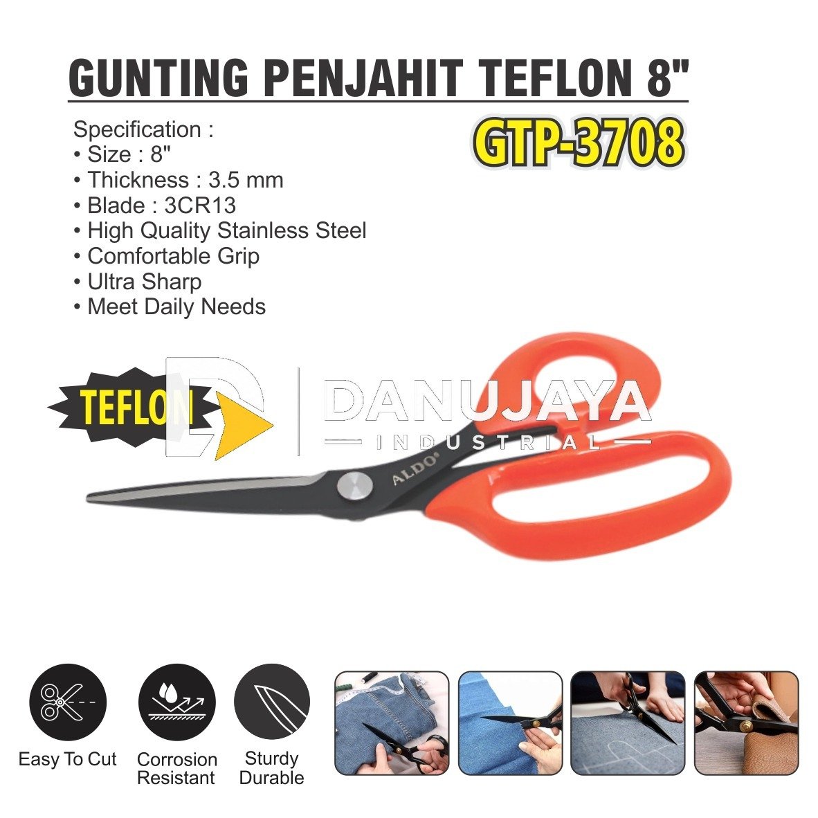 GUNTING PENJAHIT TEFLON / GUNTING TEFLON JAHIT ANTI LENGKET / TAILOR SCISSOR PROFESIONAL / GUNTING KAIN UNTUK PENJAHIT MERK ALDO