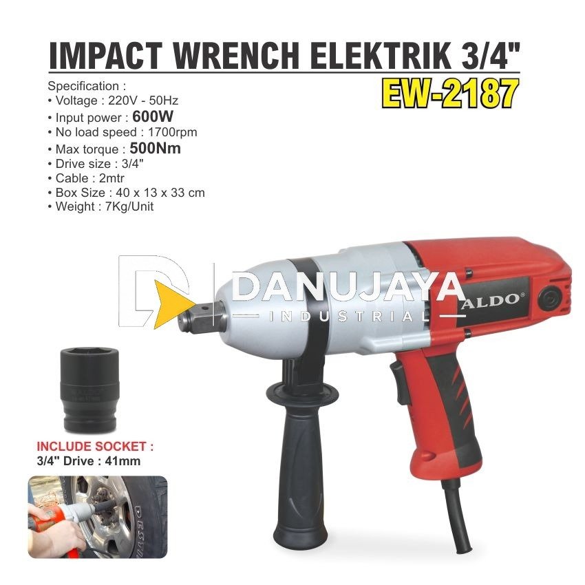 IMPACT WRENCH ELEKTRIK 3/4" EW-2187 / MESIN PEMBUKA BAUT LISTRIK ALDO
