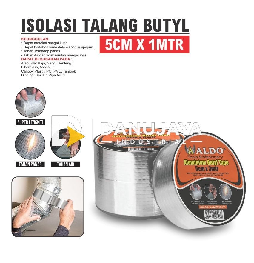 ISOLASI TALANG BUTYL / LAKBAN ANTI BOCOR / ALUMINIUM BUTYL TAPE ALDO
