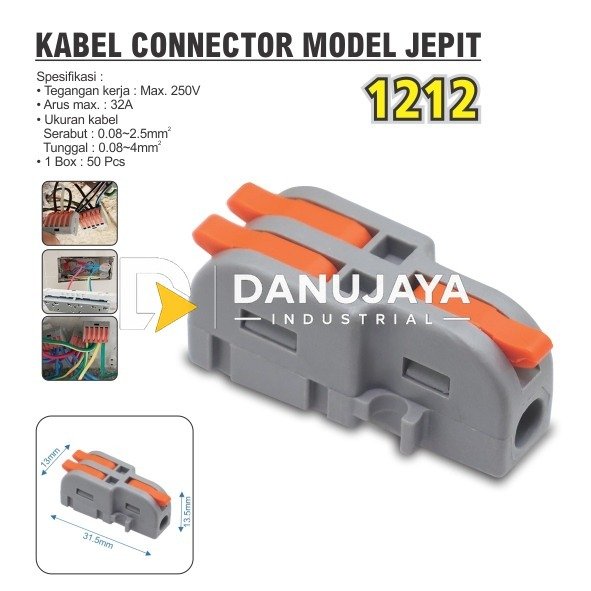 KABEL KONEKTOR JEPIT 1212 / MINI PCT TERMINAL / KONEKTOR KABEL / COMPACT LEVER CAGE CLAMP MERK ALDO