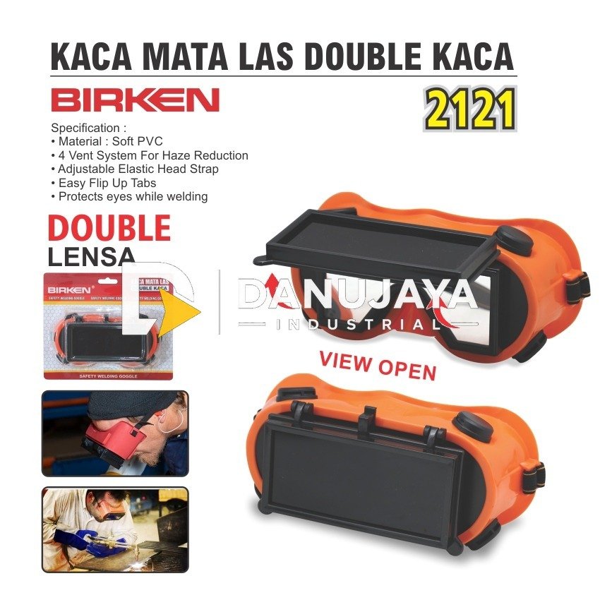 KACA MATA LAS DOUBLE KACA 2121 BIRKEN / WELDING GOOGLE / WELDING GOOGLES / KACAMATA LAS MERK ALDO