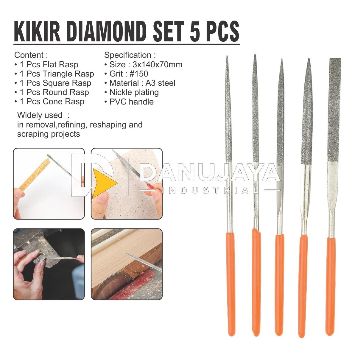 KIKIR DIAMOND SET 5 PCS / DIAMOND FILE SET / KIKIR INTAN SET MERK ALDO