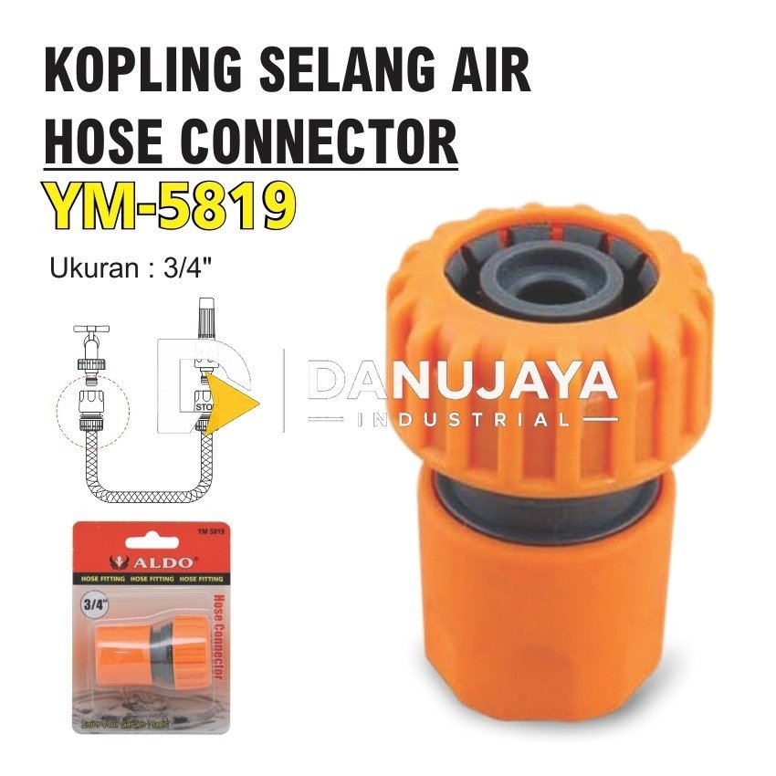 KOPLING SELANG AIR YM-5819 / HOSE CONNECTOR / HOSE FITTING / KOPLING IRIGASI KRAN AIR TAMAN OUTDOOR MERK ALDO