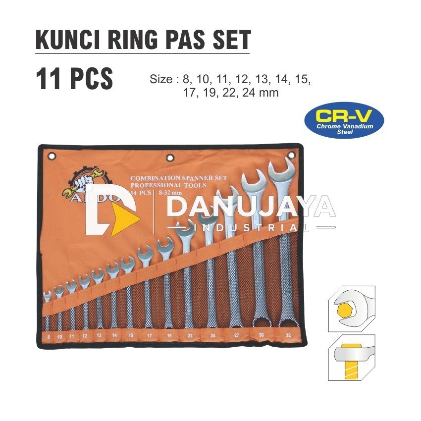 Kunci Pembuka Baut Mur Rusak 11 Pcs Merk Aldo
