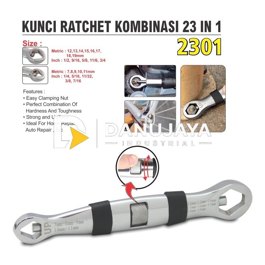 KUNCI RATCHET KOMBINASI 23 IN 1 2301 / KUNCI PAS ADJUSTABLE ALDO