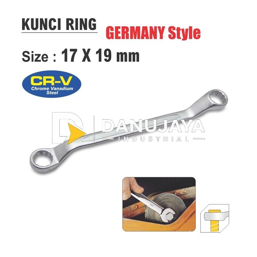 KUNCI RING PAS RATCHET STUBBY UKURAN : 17 - 19 MM MERK ALDO