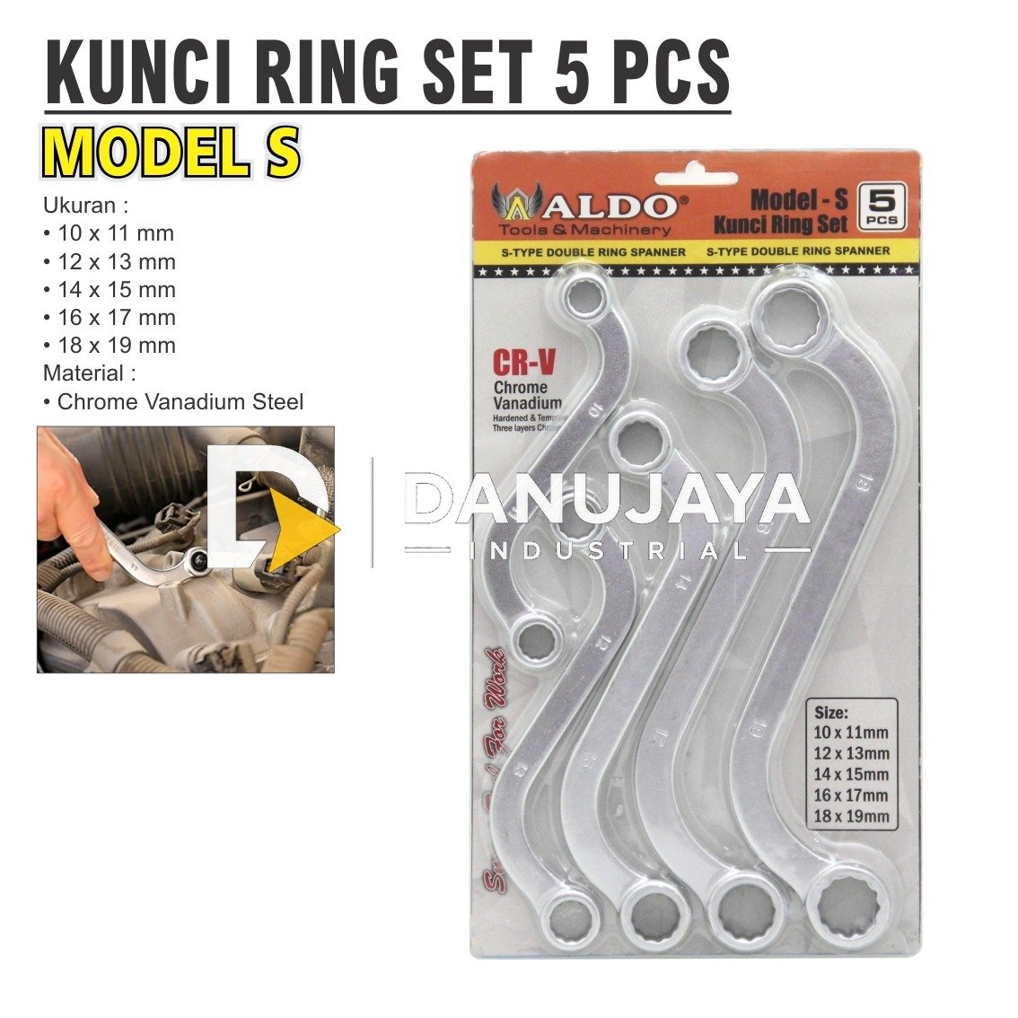 KUNCI RING SET 5 PCS MODEL - S MERK ALDO