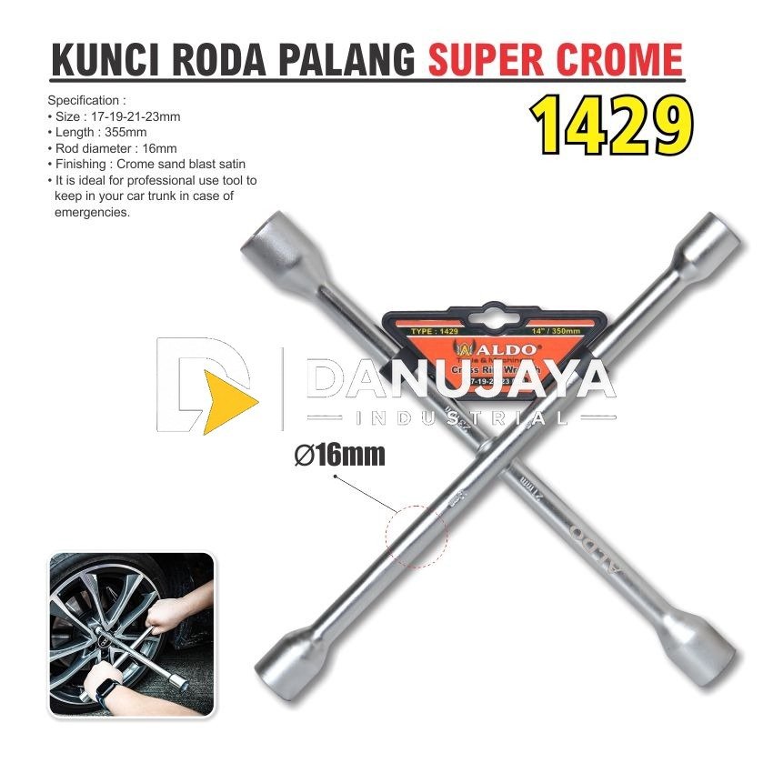KUNCI RODA PALANG SUPER CROME 14" / KUNCI RODA MOBIL MERK ALDO