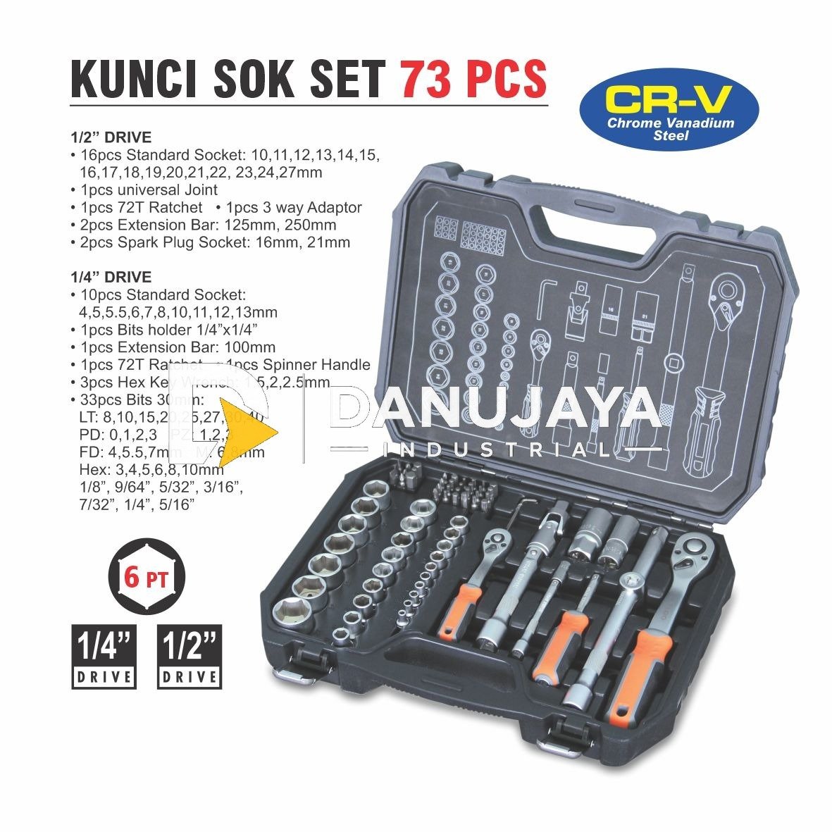 KUNCI SOCK SET 73 PCS / SHOCK SET / SOCKET SET / HAND SHOCK SET ALDO