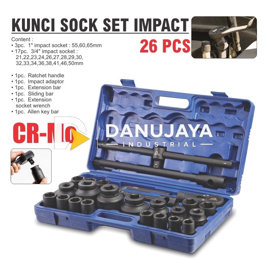 KUNCI SOCK SET IMPACT 26 PCS / SHOCK / SOCKET MERK ALDO
