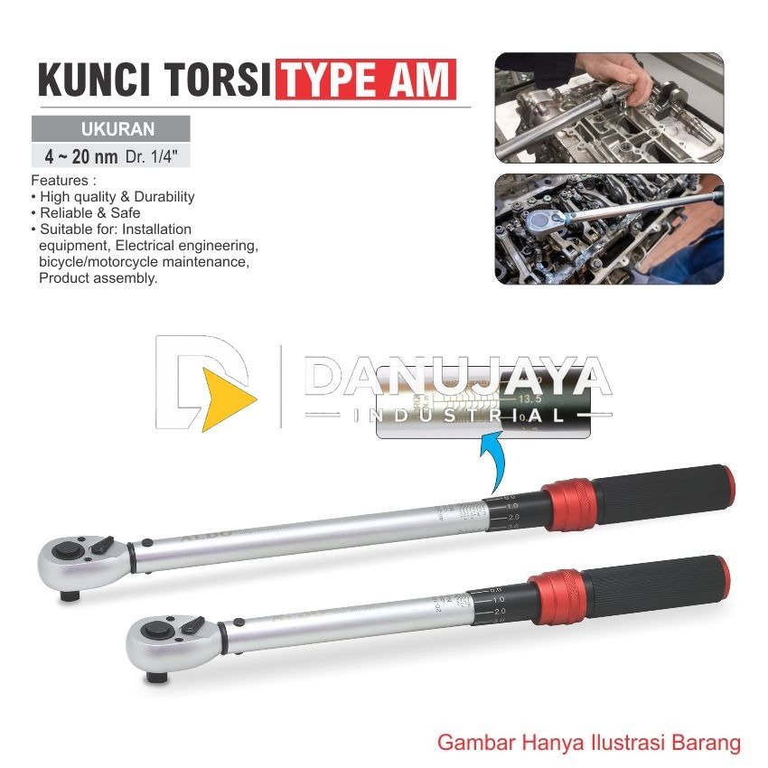 Kunci Torsi Type AM ukuran 4- 20 nm Dr. 1/4"