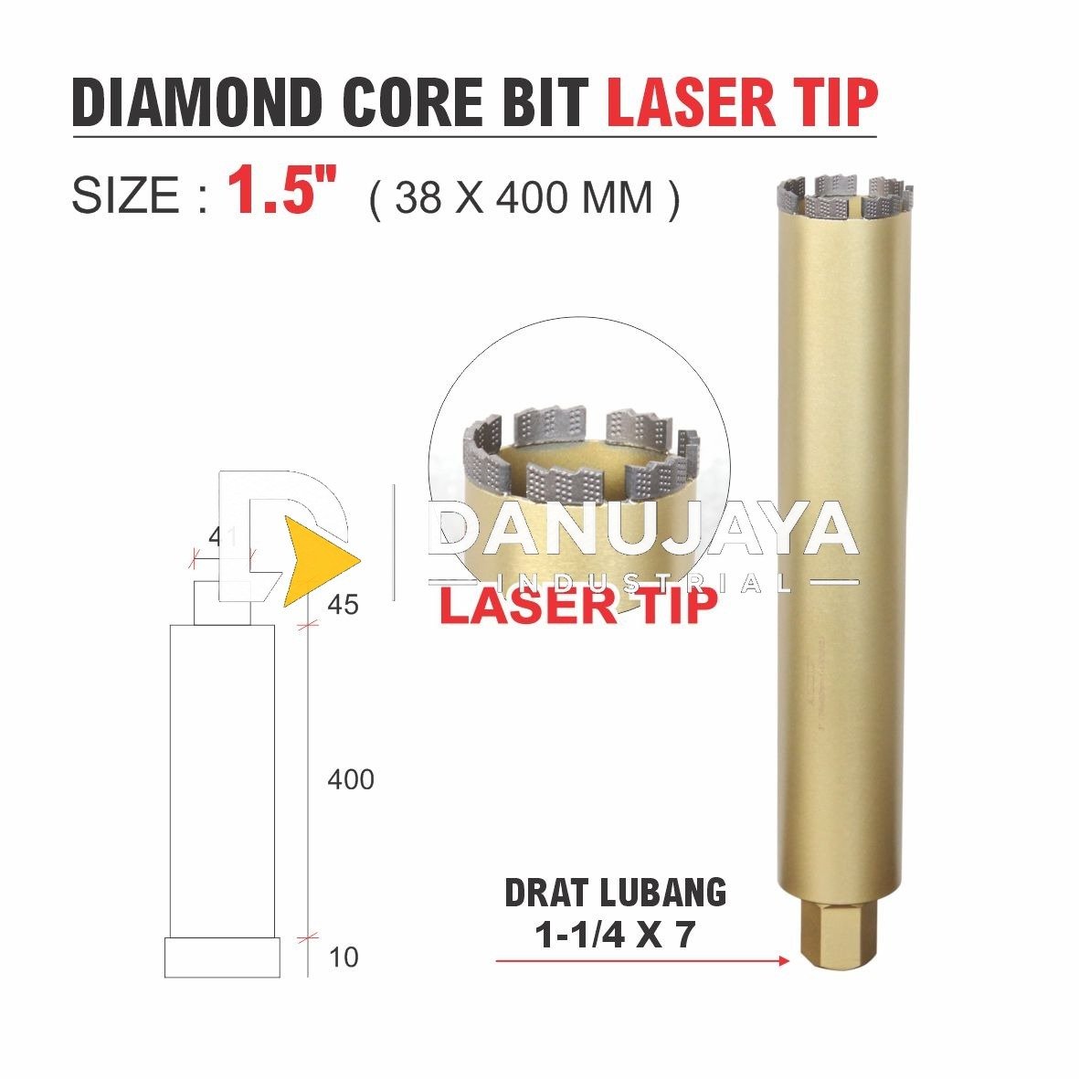 Mata Bor Coring / Diamond Core Bit Laser Tip Ukuran 4.0 " Merk Aldo