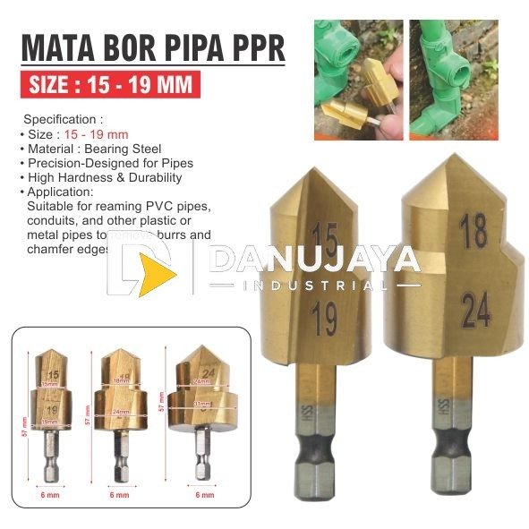 MATA BOR PIPA PPR / PPR DRILL BIT / MATA BOR UNTUK PERBAIKAN PIPA / TITANIZE FINISHING MERK ALDO