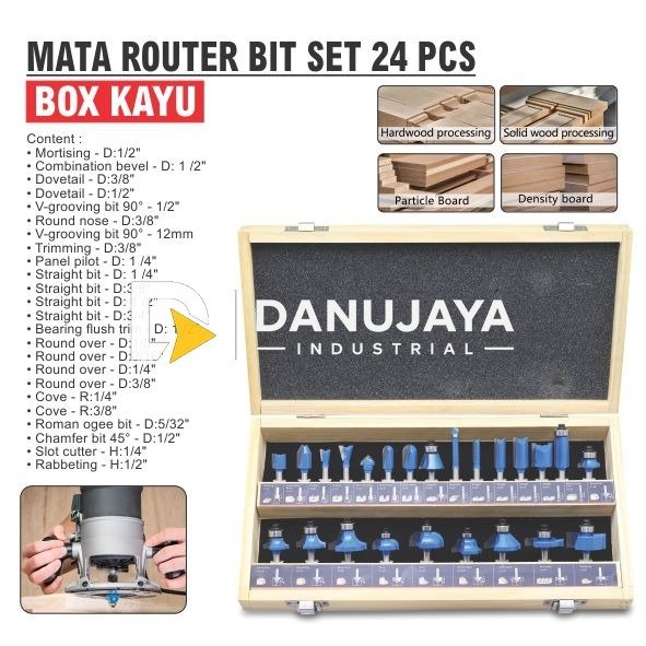 MATA ROUTER BIT SET 24 PCS BOX KAYU / ROUTER BIT SET / MATA PROFIL SET MERK ALDO