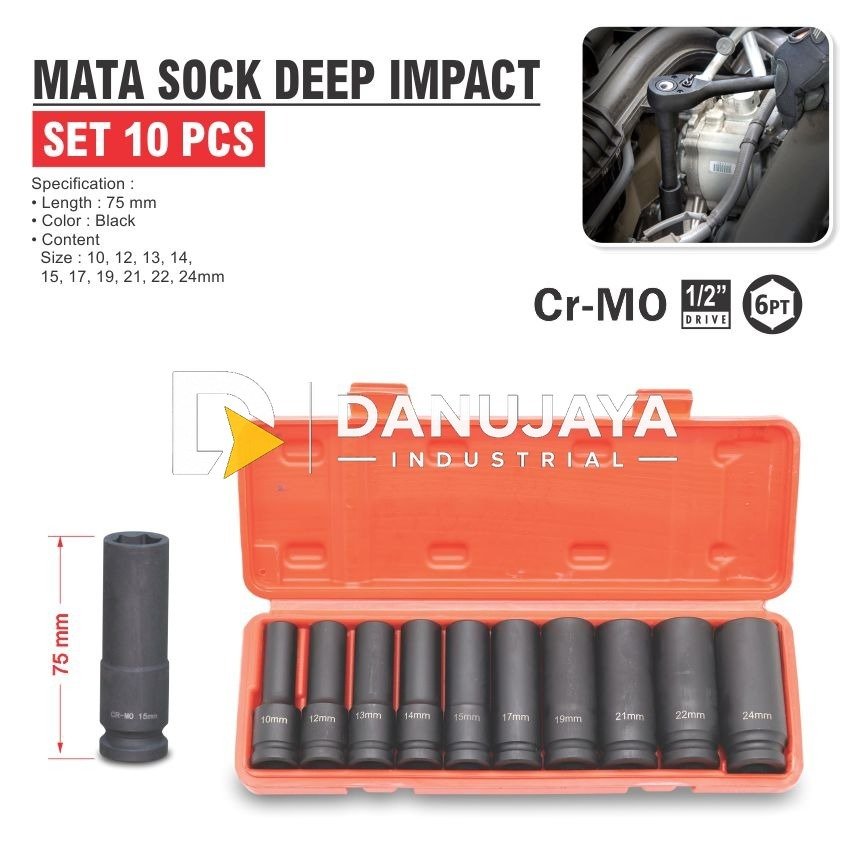 MATA SOCK DEEP IMPACT SET 10 PCS / DEEP IMPACT SOCKET / KUNCI SOCK SET / MATA SOK SET ALDO