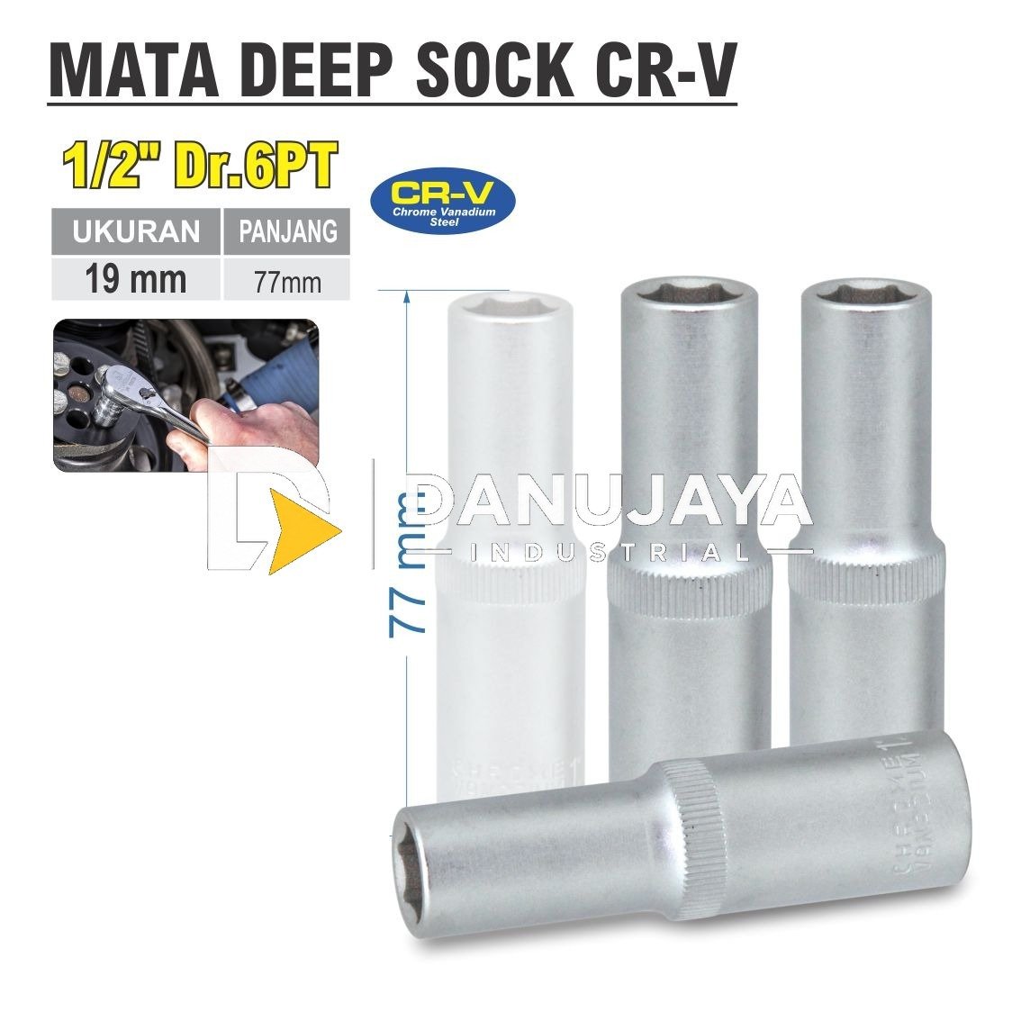 MATA SOCK DEEP SOCKET / KUNCI SOK SOCKET 19 - 24 MM DR. 1/2 6 PT ALDO