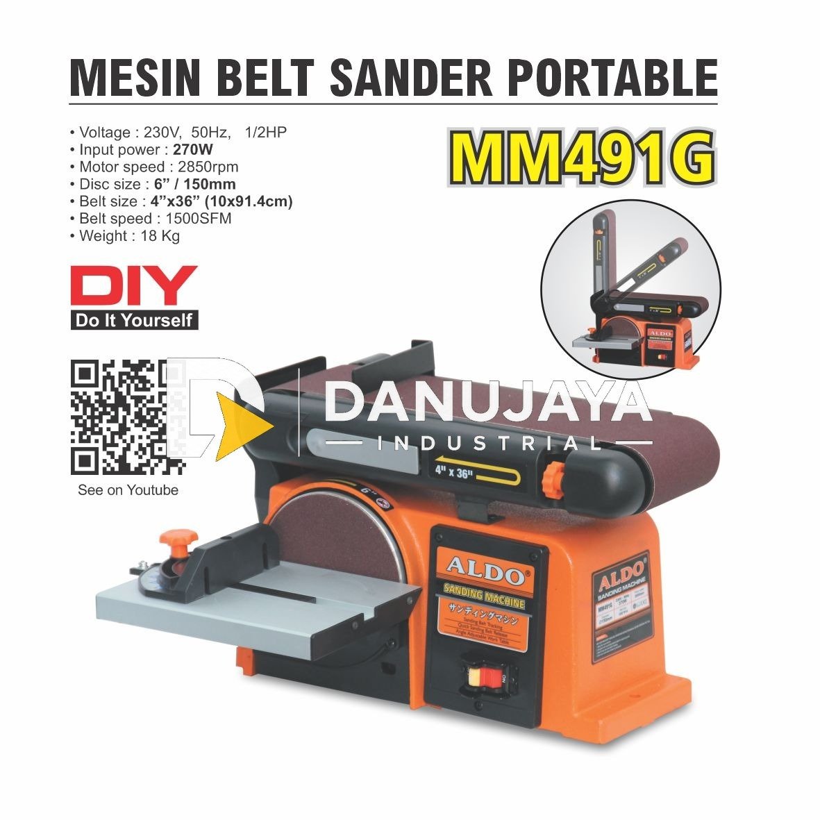 MESIN BELT SANDER PORTABLE MM491G ALDO