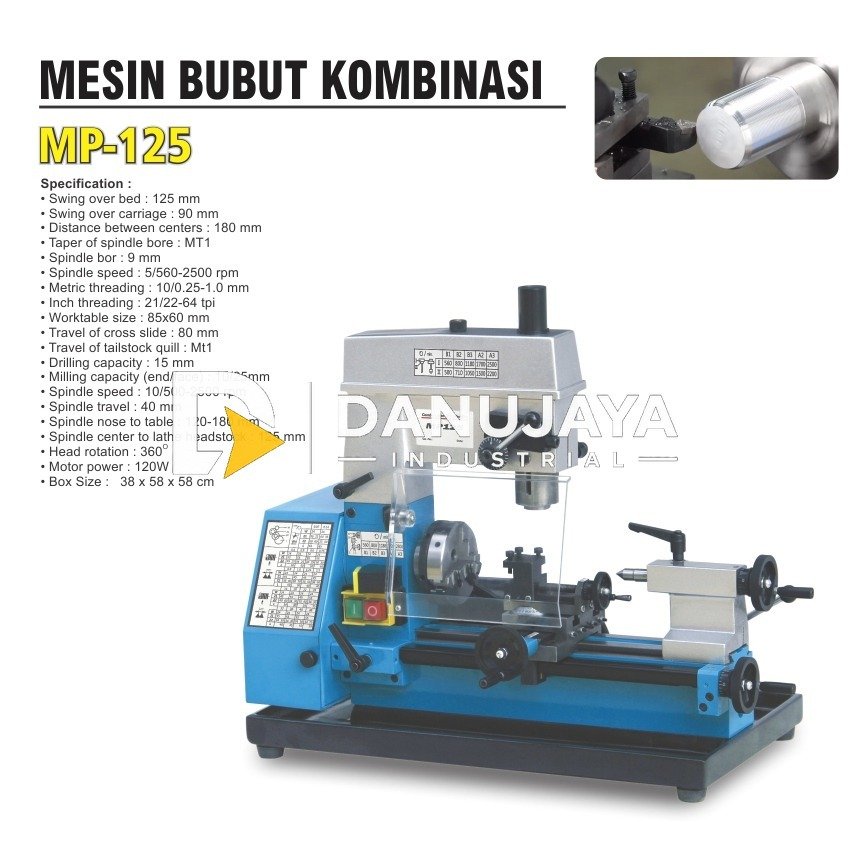 MESIN BUBUT KOMBINASI MP-125 / COMBO LATHE MILL MACHINE ALDO